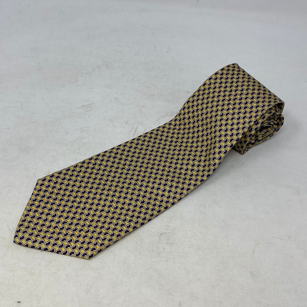 Polo‎ Ralph Lauren Yellow Paisley Silk Tie Hand Made USA Classic Mens Necktie
